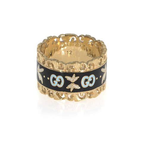 gucci icon enamel ring|Gucci textured icon ring.